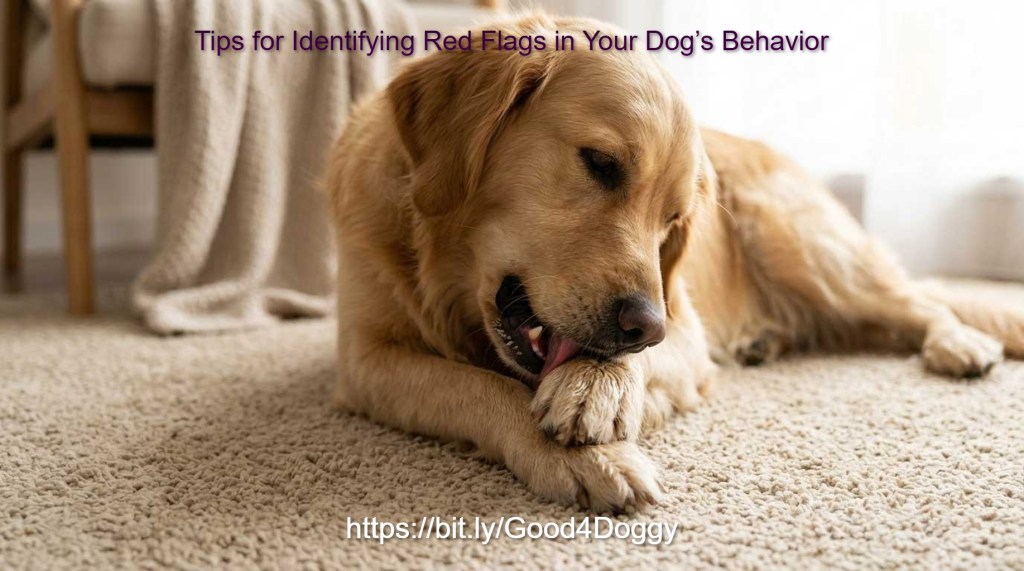 Dog showing warning signs of behavioral red flags — owner observing concerned pet