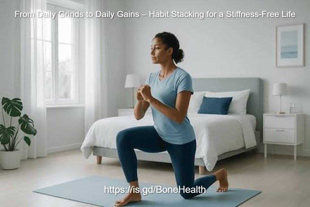 In this blog post, you'll discover how daily movement habits, gentle stretching, and movement snacks can help reduce morning stiffness, improve mobility, and build healthy habits that actually stick. You'll learn the science behind habit stacking for health, a simple 10-minute mobility routine for beginners, desk mobility exercises for office workers, and real stories from adults 40+ who transformed their joint health. Find out how to go from daily grinds to daily gains — starting today.
